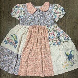 Next Multicolor Patchwork Bunny Dress with Collar size 5/6